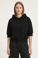 Vivisence Femme Sweat À Capuche Coton Doux Bords Côtes Confort Quotidien, noir