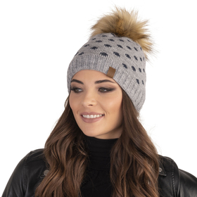 Vivisence Stylish Ladies Winter Hat with Bobble 7033, Made in EU, light grey