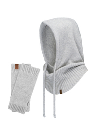 Vivisence Femme Ensemble Hiver Cagoule Et Gants Laine Mérinos Confort Thermique, gris