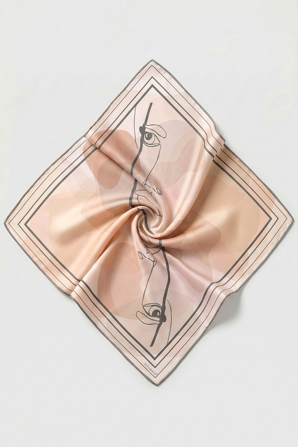 Vivisence Women Silk Scarf Square 90 x 90 cm Bandana Hand Rolled Edges Versatile Styling, beige