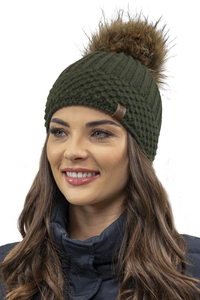 Vivisence Bonnet À Pompon Femme Chaud Et Confortable Pour Les Journées Froides 7016, vert