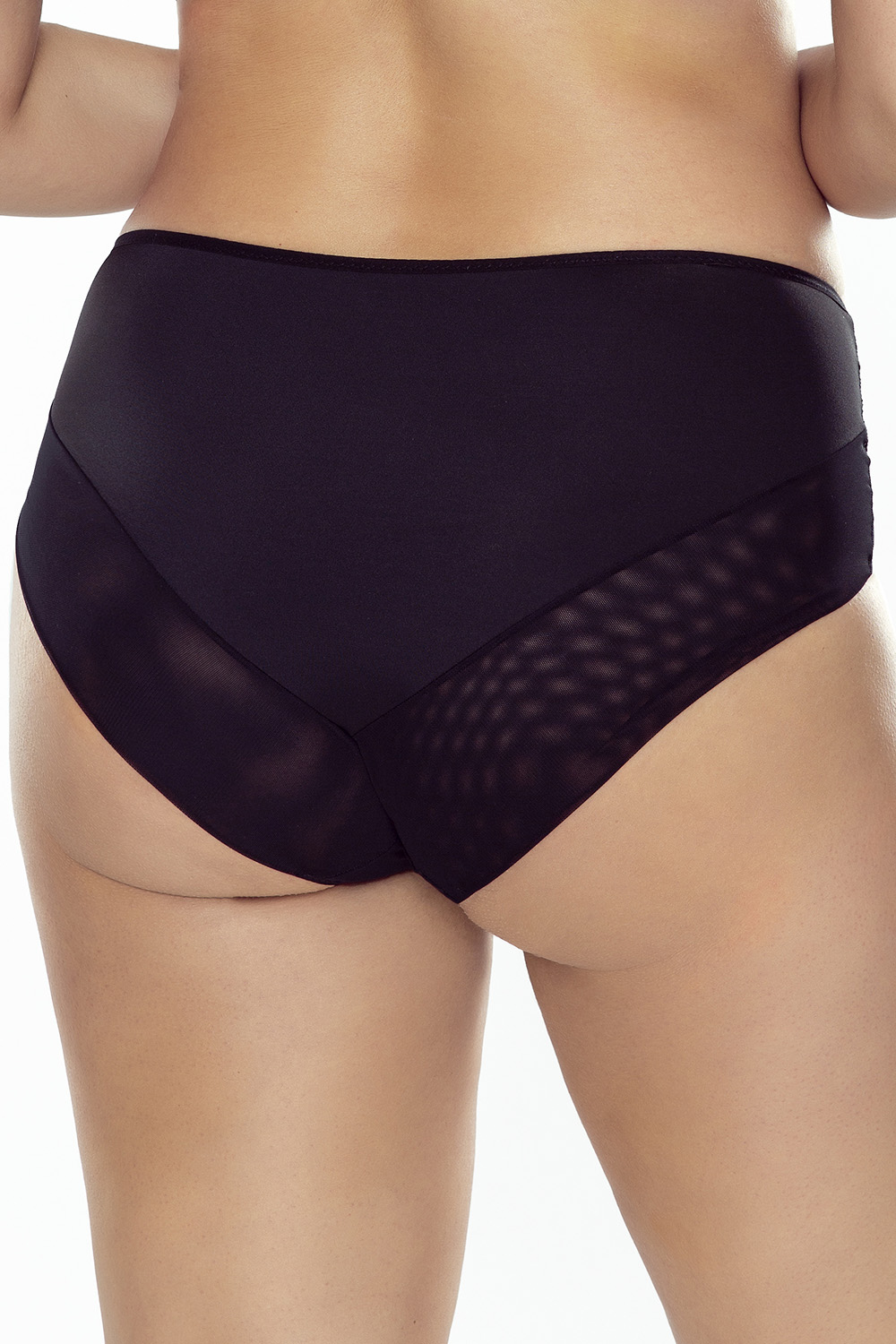 Vivisence Womens High Waisted Briefs Lace Front Elegant Cut Flattering Fit, black