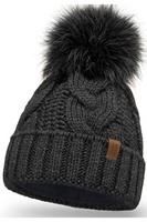 Vivisence Bonnet À Pompon Femme Chaud Et Doux Idéal Pour L’Hiver 7014, gris foncé