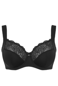 Vivisence Soutien Gorge Semi Rembourré Femme Dentelle Florale Bretelles Réglables Armatures Confort Quotidien Fermeture À Crochets 1056, noir