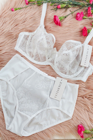 Vivisence Damen Slip Spitze Netz Details Vollschnitt Für Elegante Passform 1044W, weiß