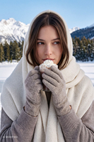 Vivisence Knitted Women's Gloves Wool Five-Finger Thermal, beige