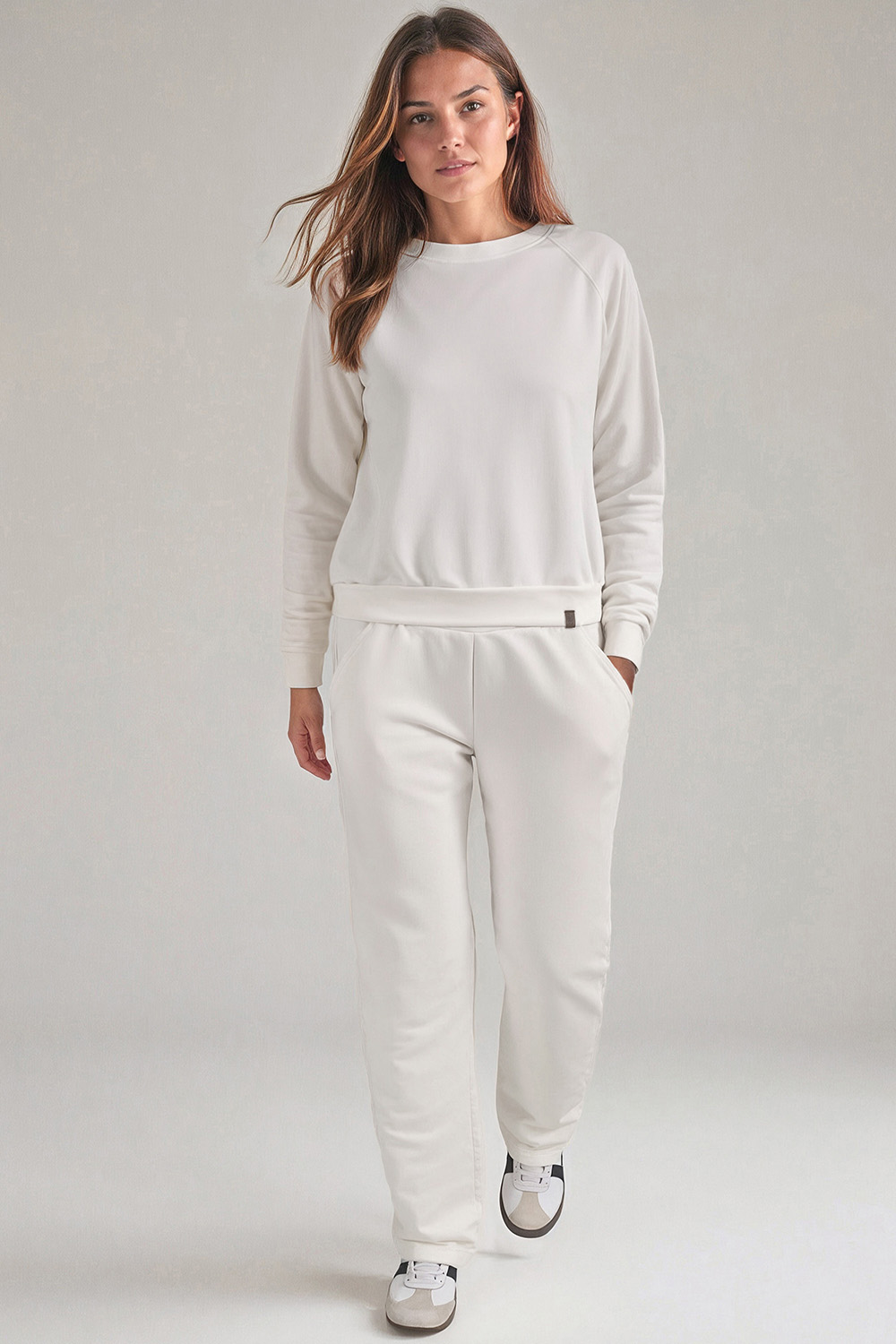 Vivisence Femme Survêtement avec Poches Vêtements Confortables au Quotidien 9205, blanc