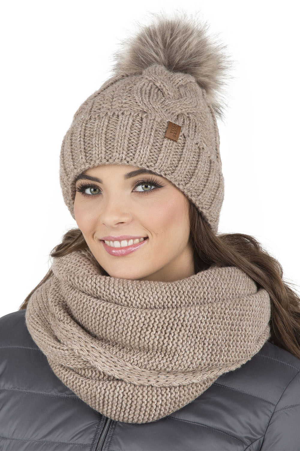 Vivisence Knitted Loop Scarf Double Folded Warm Ideal For Winter 7103, beige