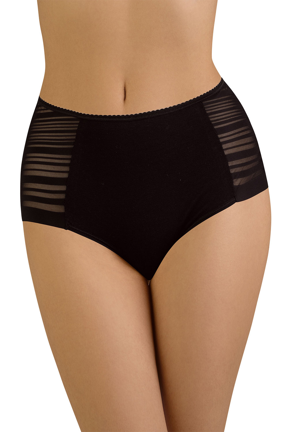 Vivisence Dame Slip Hoher Bund Klassisch Glatt Netz Voll Unterhose 4014, schwarz