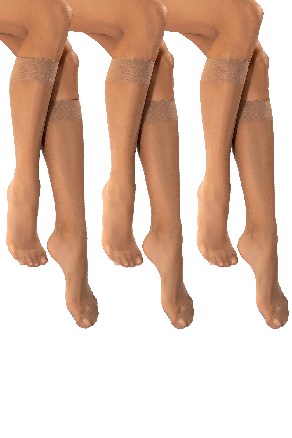 Vivisence Damen Kniestrümpfe 20 DEN 3Er-Pack Mit Unsichtbarer Zehenverstärkung Dünn Und Komfortabel Breites Bündchen Für Sicheren Halt, daino