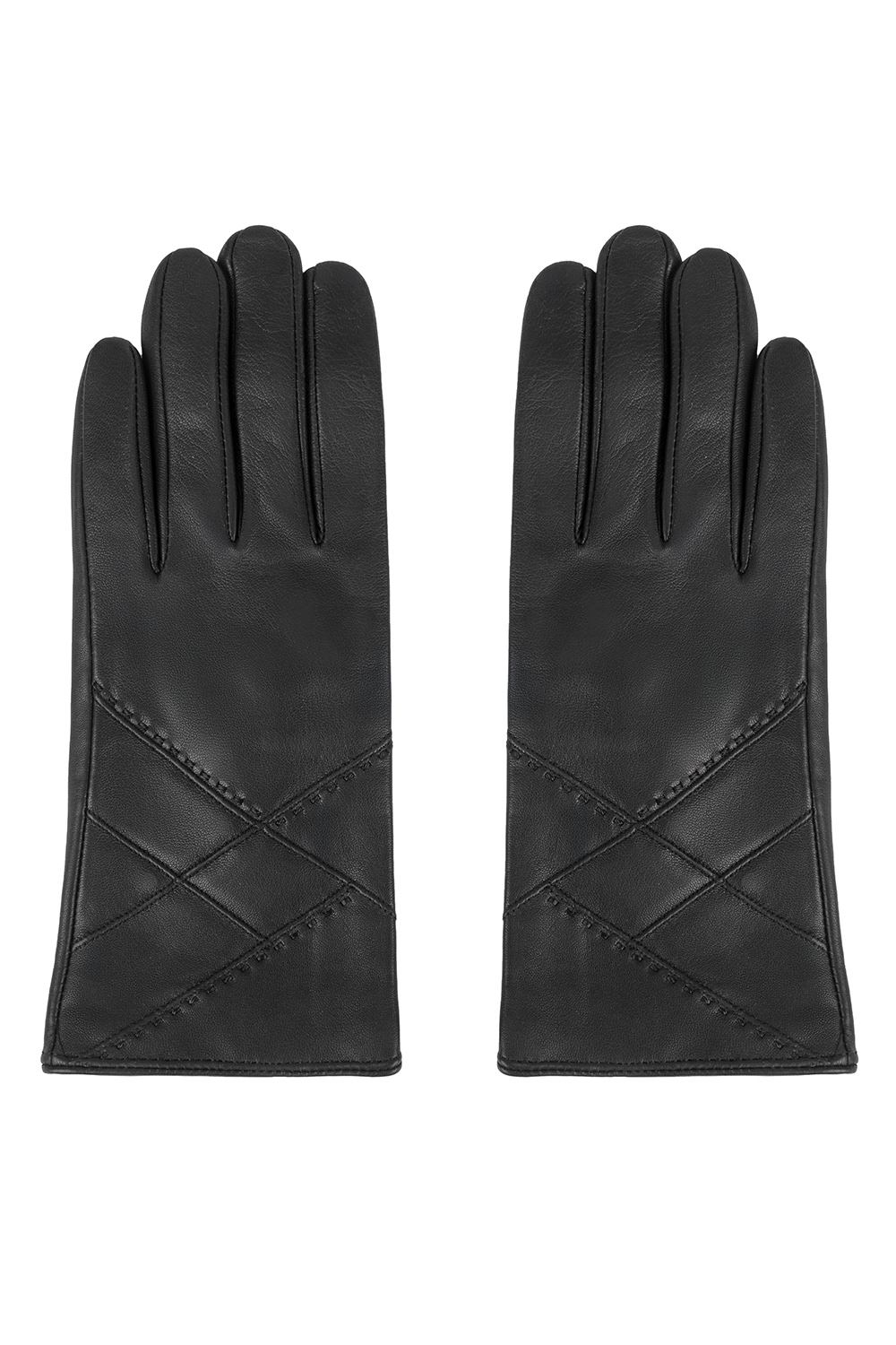 Vivisence Femme Gants En Cuir Hiver Doublés Laine Confort Et Chaleur Durable, noir