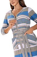 Vivisence femme peignoir classique et élégant 5013 - fabriqué en UE, bleu