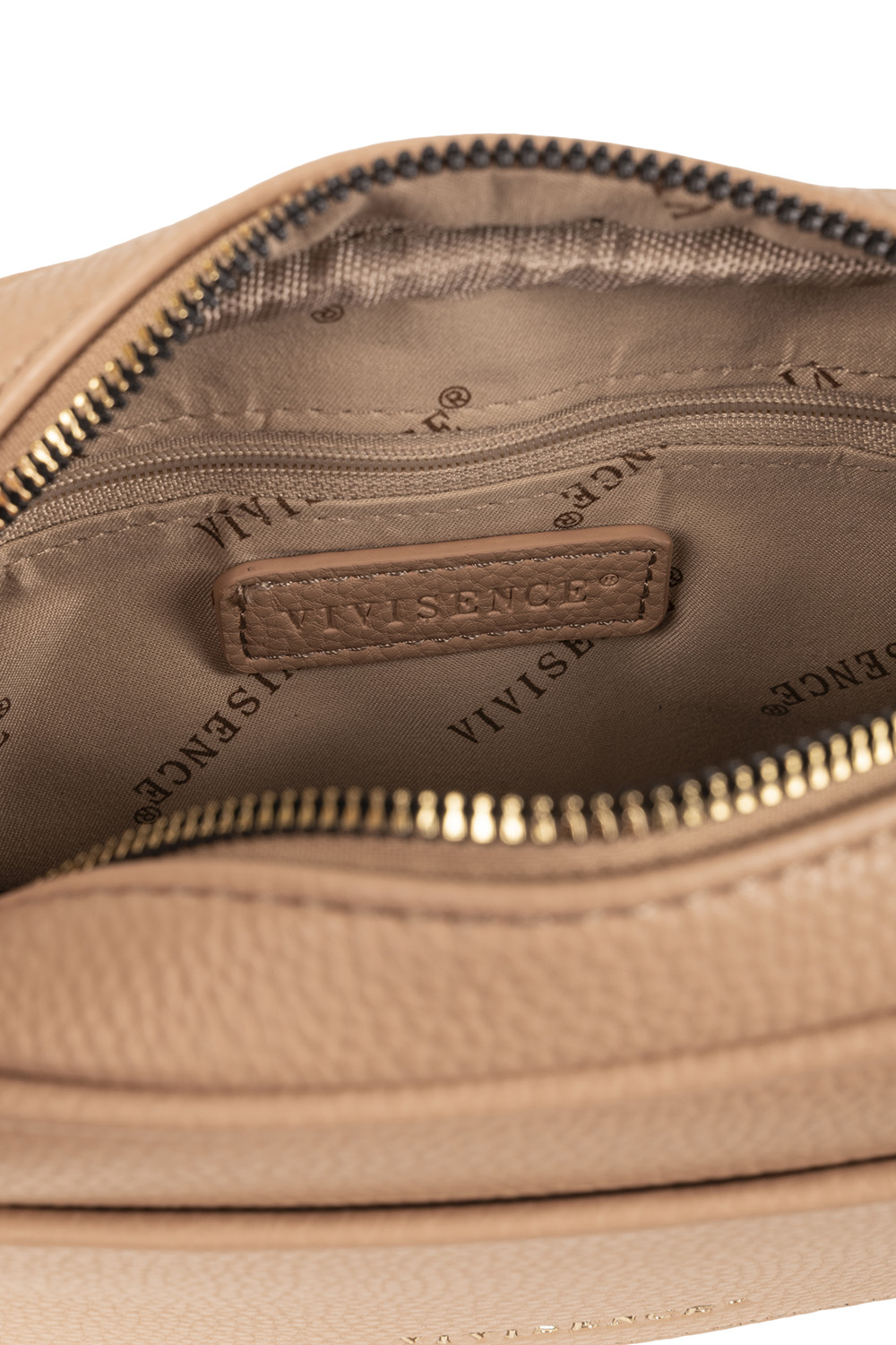 Vivisence Women's Crossbody Zipper Pocket Wide Adjustable Strap, beige