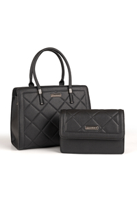 Vivisence Handtaschen Damen Set 2in1 Umhängetasche, Schwarz
