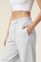 Vivisence Femme Pantalon Large Taille Haute Ajustable Confort Quotidien, mélange gris