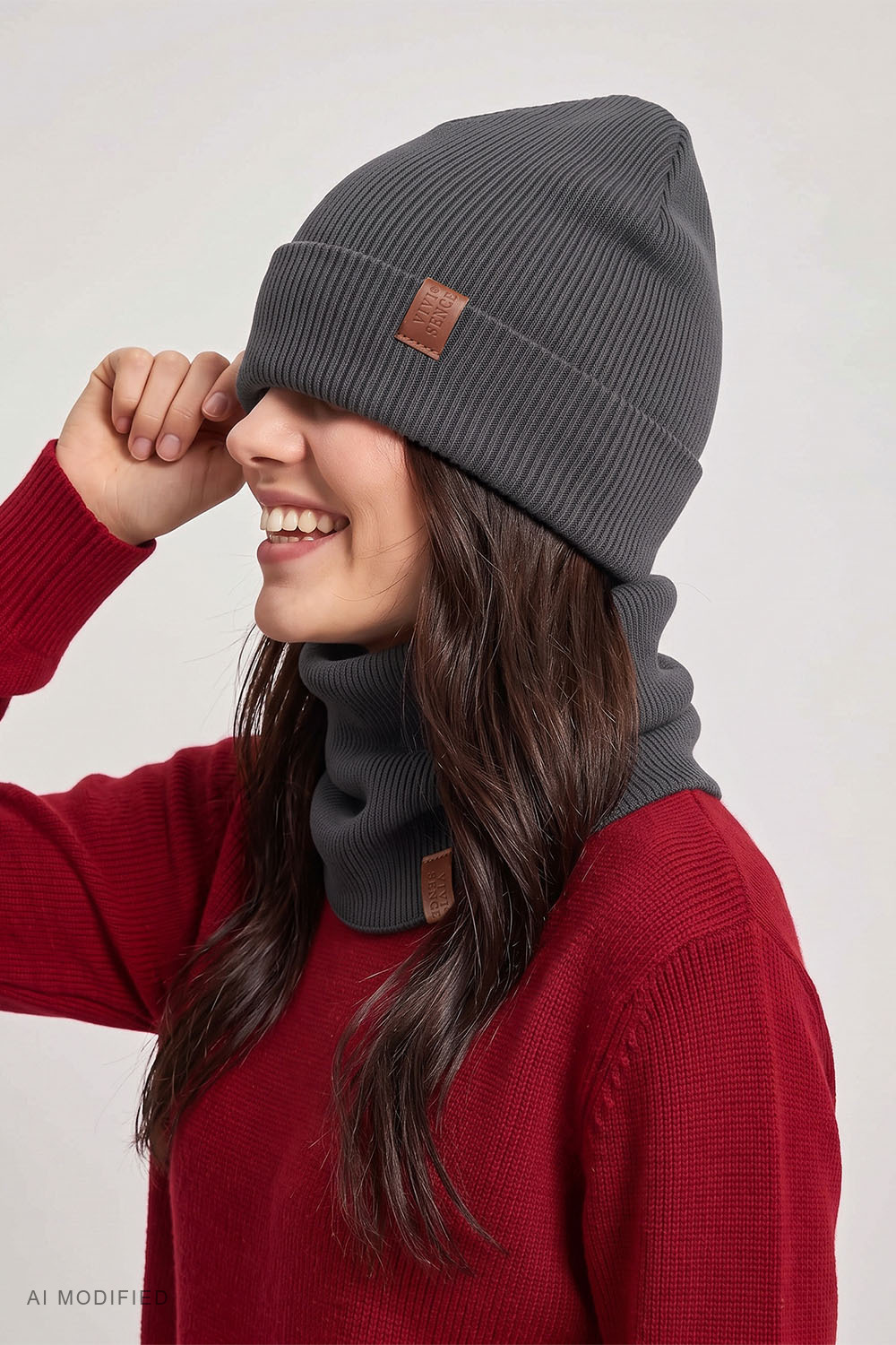 Vivisence women's tube scarf organic cotton snood, graphite