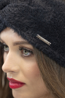 Vivisence Fluffy Lined Twisted Headband For Women Warm Autumn Winter 7093, black