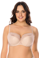 Vivisence Bügel BH Damen Halbgepolstert Mit Floraler Spitze Hebt Und Formt, beige