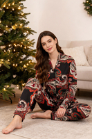 Vivisence Damen Pyjama Viskose Elastisch Mit V Ausschnitt Für Erholsamen Schlaf, Schwarz