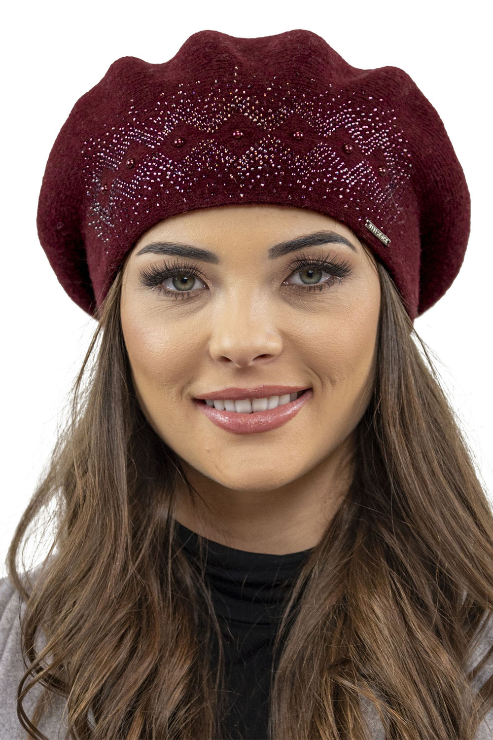 Vivisence Damen Baskenmütze Winter Herbst Warme Barette Wolle Elegante Stil 7050, weinrot