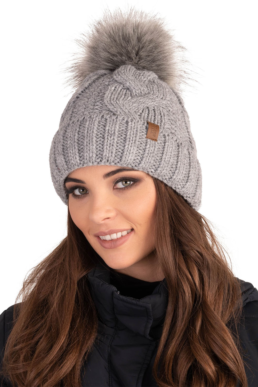 Vivisence Bonnet À Pompon Femme Chaud Et Doux Idéal Pour L’Hiver 7014, gris clair
