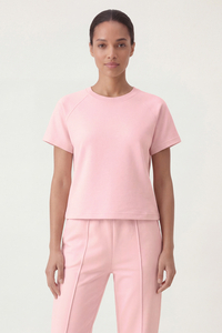Vivisence Damen T-Shirt Kurzarm Rundhals Elastischer Baumwolle Bequem, rosa