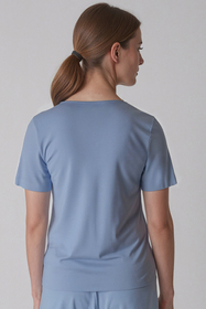 Vivisence Femme Haut de Pyjama Viscose Manches Courtes Confort pour Nuit 2201, bleu ciel