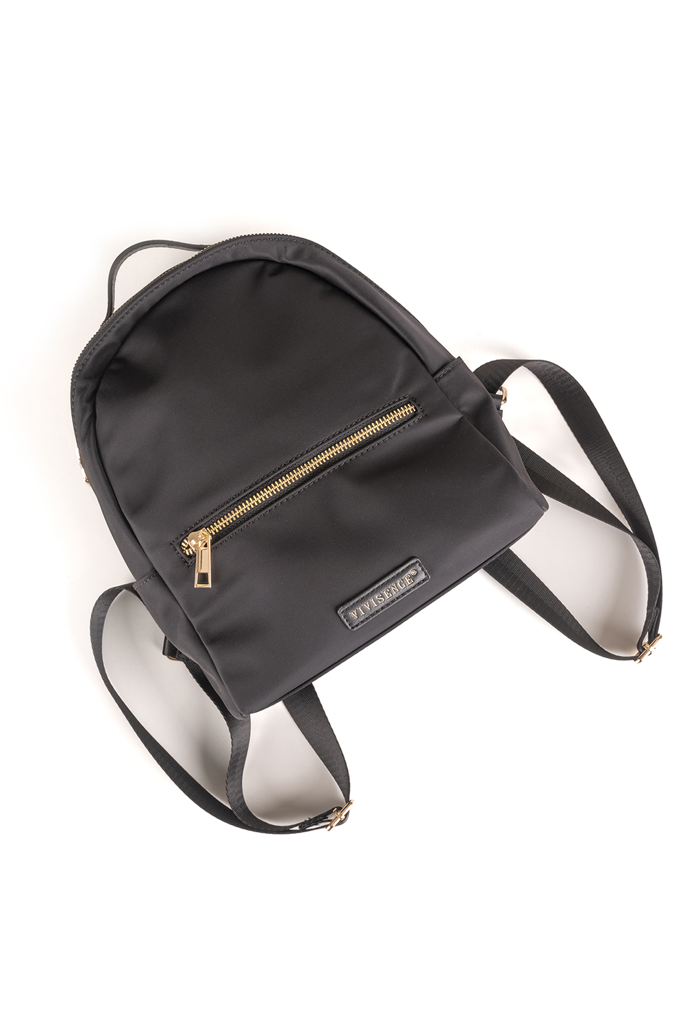 Vivisence Sac À Dos Femme Nylon Compartiments Multiples Poche Discrète, noir