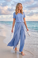 Vivisence ensemble détente viscose pyjama femme tenue d'intérieur, bleu