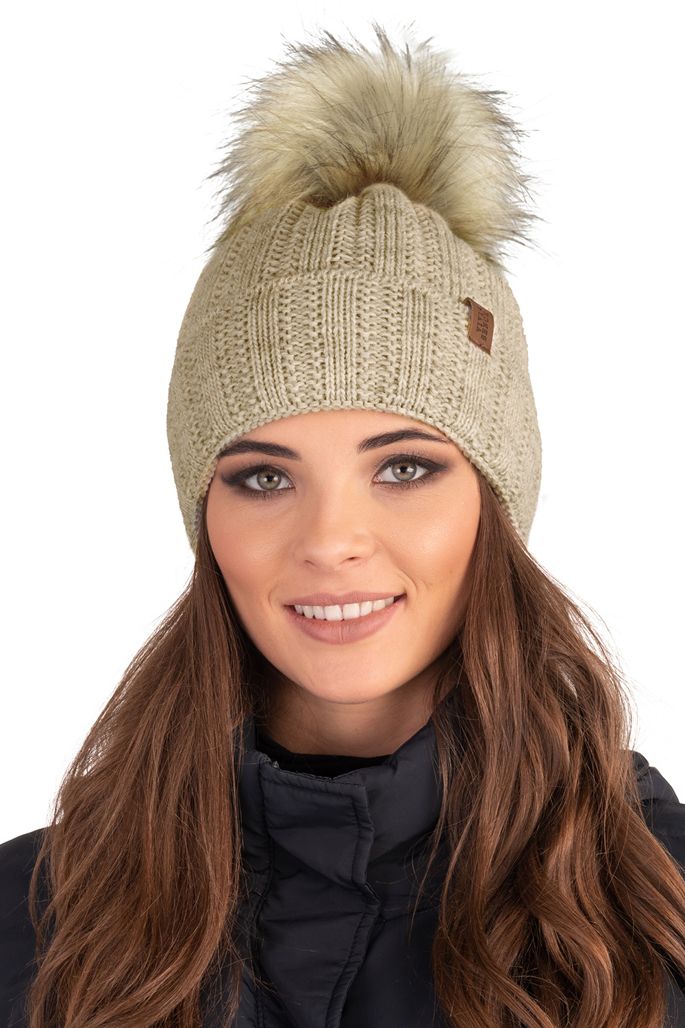 Vivisence Damen Winterset Mit Modischer Bommelmütze Und Loop-Schal Hergestellt Aus Warmem Garn Mit Weichem Fleecefutter Anti-Statische Perfekt Für Kalte Tage Stilvolle, beige
