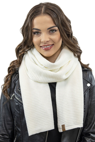 Vivisence Écharpe Femme Large Tricotée Chaude Douce Élégante Pour L’Hiver 7041S, ecru