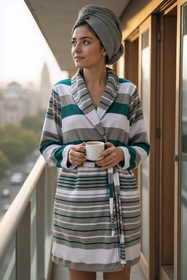 Vivisence Women's Dressing Gown Cotton Side Pockets Perfect For Loungewear 5030,