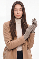Vivisence Damen Strickhandschuhe Wolle atmungsaktiv Winteraccessoire, beige