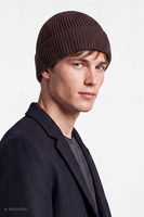 Vivisence Herren Beanie aus Wolle, elastische Mütze für Alltag, Strick, braun