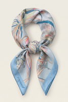 Vivisence Women Silk Scarf Silk Bandana Square Design Soft On Skin For Everyday, blue/beige