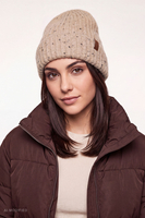 Vivisence bonnet beanie côtelé femme à revers chaud et doux, caramel