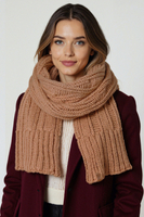 Vivisence Damen Schal Weiche Lammwolle Baumwolle Wärmt An Kalten Wintertagen, Beige