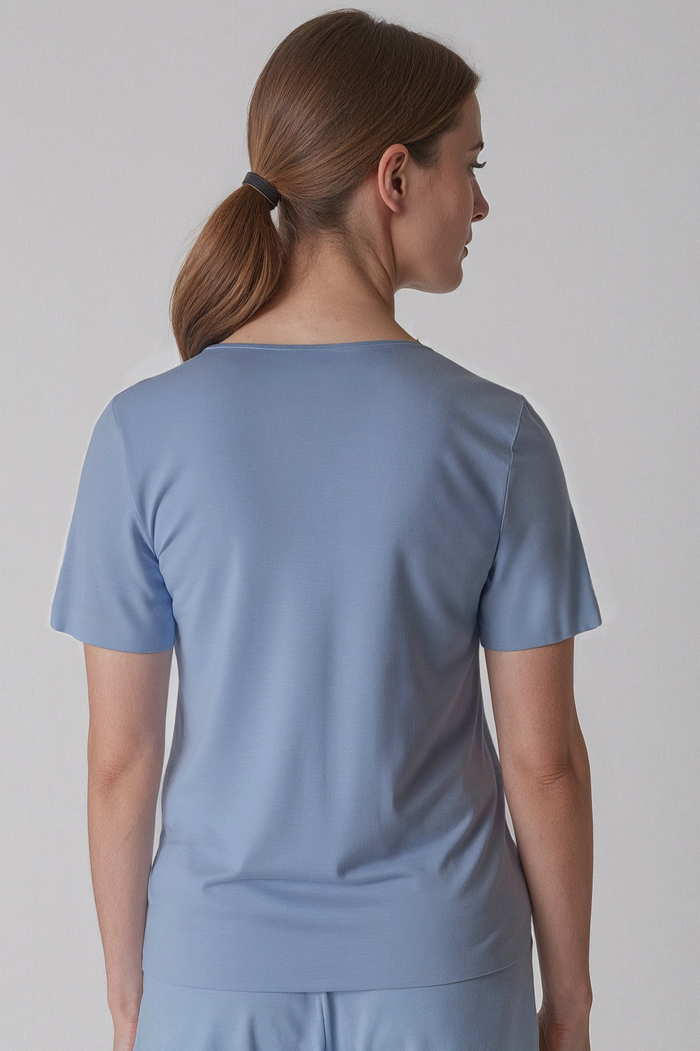 Vivisence Femme Haut de Pyjama Viscose Manches Courtes Confort pour Nuit 2201, bleu ciel