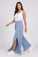 Vivisence pantalon large en viscose femme coupe wide leg, bleu
