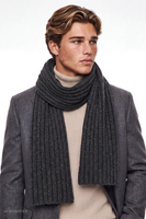 Vivisence écharpe homme maille côtelée acrylique laine écharpe hiver, graphite