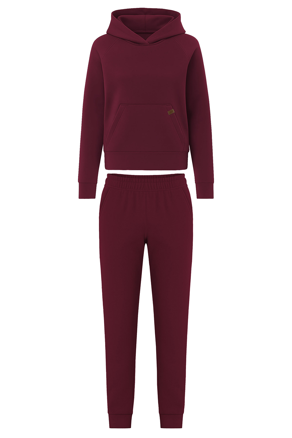 Vivisence Women's Tracksuit Set With Loose Hoodie And Tapered Trousers Stylish Activewear Featuring Elastic Waistband Side Pockets And Ribbed Trims For Daily Comfort, maroon