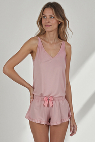 Vivisence Women's Pyjama Set Viscose V-Neckline Decorative Bow 2044,