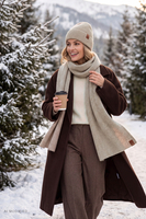 Vivisence Women's Wool Blend Beanie Hat with Turn-Up Cuff, beige