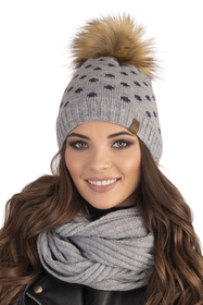 Vivisence Stylish Ladies Winter Hat with Bobble 7033, Made in EU, light grey