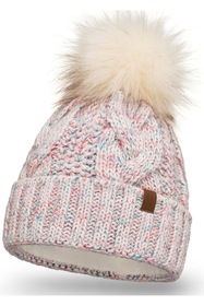 Vivisence Winter Hat With Pom Pom For Women Warm Ideal For Cold Days 7014, white melange