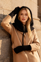 Vivisence Femme Cagoule Hiver Laine Merinos Et Coton Reglable Chaleur Douce, noir