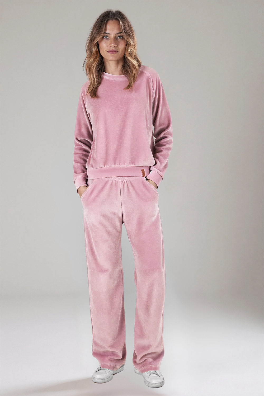 Vivisence Ensemble Survêtement Femme Ceinture Élastique Confort Quotidien 9206, rose poudré