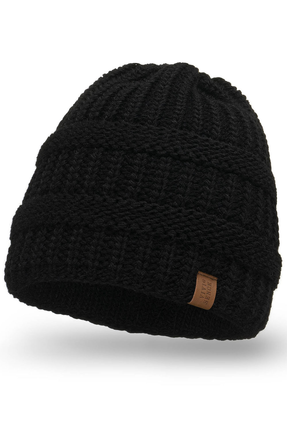 Vivisence Bonnet Femme Avec Tresse Doublé Doux Bande Élastique Pour L’Hiver 7075, noir