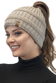 Vivisence Women's Hat With Braid Detail Fleece Lined Elastic Winter 7075, beige