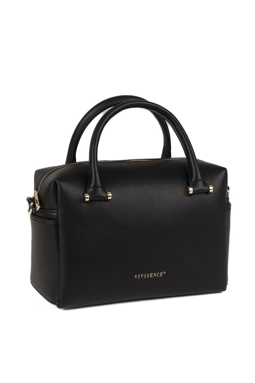 Vivisence Femme Sac À Main Zippé Avec Bandoulière Amovible Pour Le Quotidien, noir